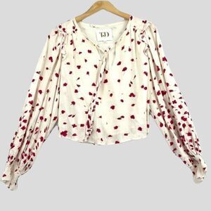 -TJD Women's Poets Sleeve Smocked Cuff Blouse XS